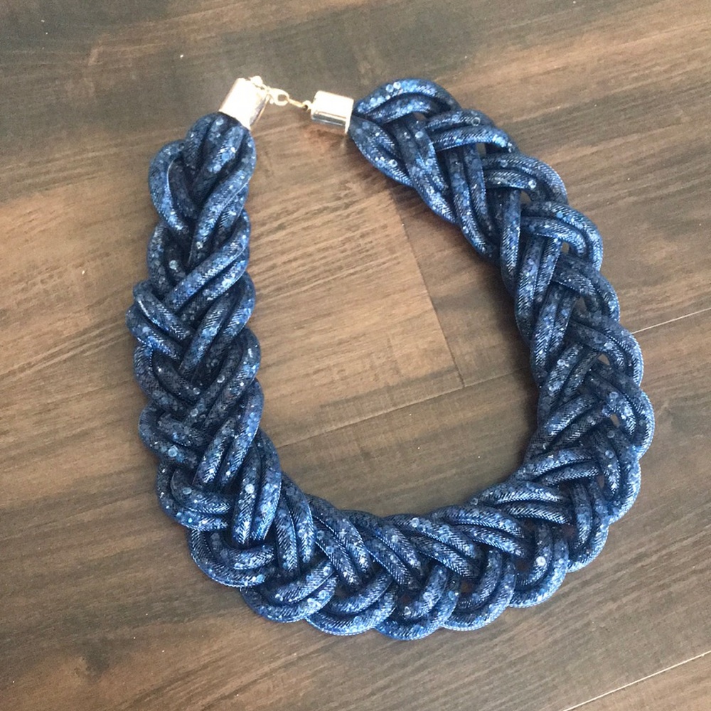 Braided navy blue necklace